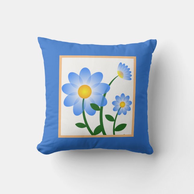 Periwinkle Blue Floral Cushion (Front)