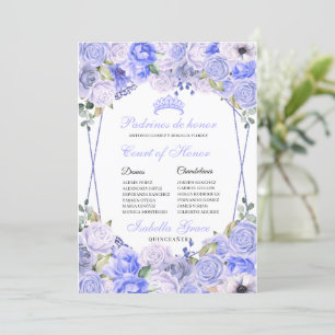 Periwinkle Blue Floral Quinceanera Court of Honour Invitation