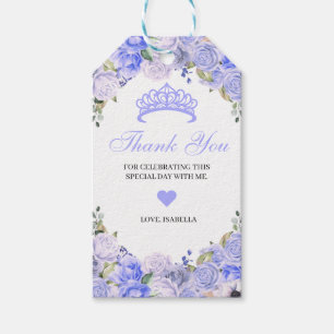 Periwinkle Blue Floral Thank You Gift Tags