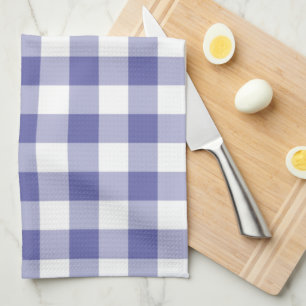 Periwinkle Blue Gingham Trendy Check Plaid Pattern Tea Towel