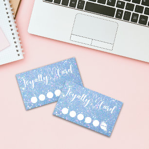 Periwinkle Blue Glitter Customer Loyalty Card