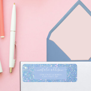 Periwinkle Blue Glitter Return Address label