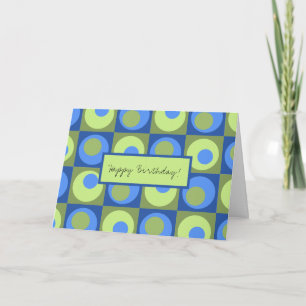 Periwinkle Blue Green Happy Birthday Patterned  Card