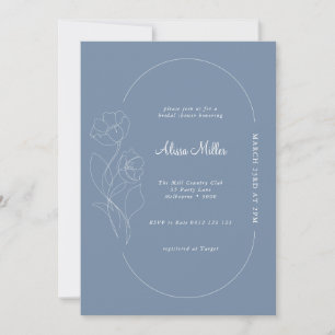 Periwinkle Blue Minimalist Flower Bridal Shower Invitation