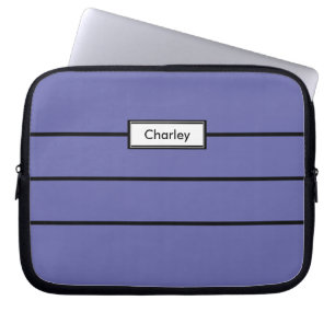 Periwinkle Blue Modern Minimalist Monogrammed Name Laptop Sleeve