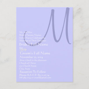 Periwinkle Blue Monogram Wedding Invitation