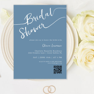 Periwinkle Blue Script Bridal Shower Invitation