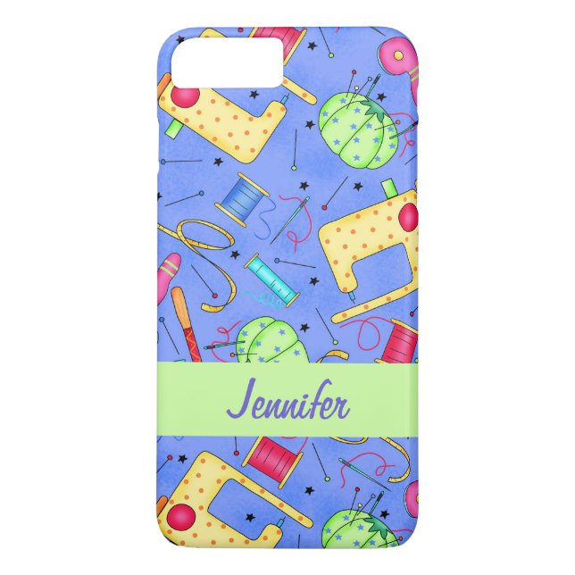 Periwinkle Blue Sewing Notions Name Personalised Case-Mate iPhone Case (Back)