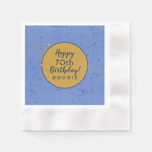 Periwinkle Blue Starmap Birthday Napkin (Front)