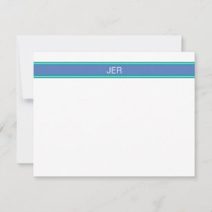 Periwinkle Blue & Teal Monogrammed Name Initials Card