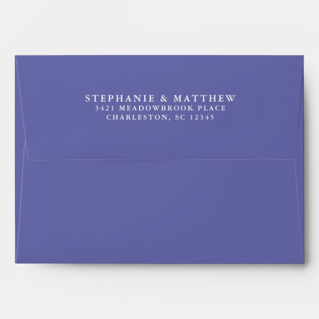 Periwinkle Blue WeddingReturn Address Elegant Envelope (Back (Top Flap))
