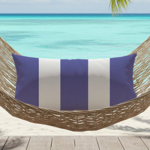 Periwinkle Blue White Cabana Stripes Outdoor Lumbar Cushion
