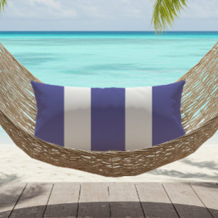 Periwinkle Blue White Cabana Stripes Outdoor Lumbar Cushion