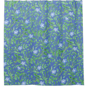 Periwinkle Blue White Decorative Chic Floral Shower Curtain