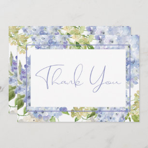 Periwinkle Blue White Hydrangeas Wedding Thank You Card