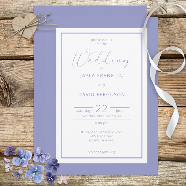 Periwinkle Blue White Modern Wedding Invitation (Creator Uploaded)