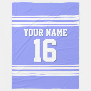 Periwinkle Blue White Sports Jersey Fleece Blanket