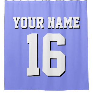Periwinkle Blue White Sports Jersey Team Jersey Shower Curtain