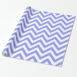 Periwinkle Blue White XL Chevron ZigZag Pattern Wrapping Paper
