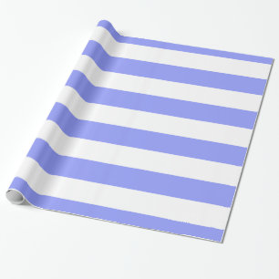 Periwinkle Blue, White XL Stripes Pattern Wrapping Paper
