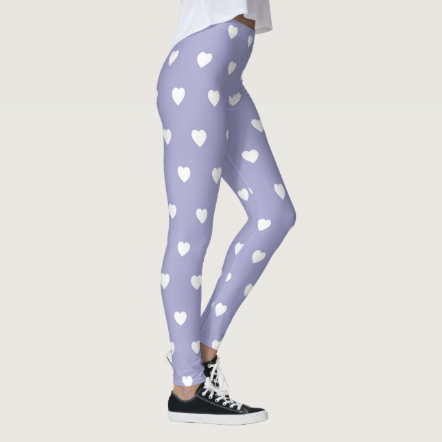 Periwinkle Blue With White Hearts Leggings (Right)