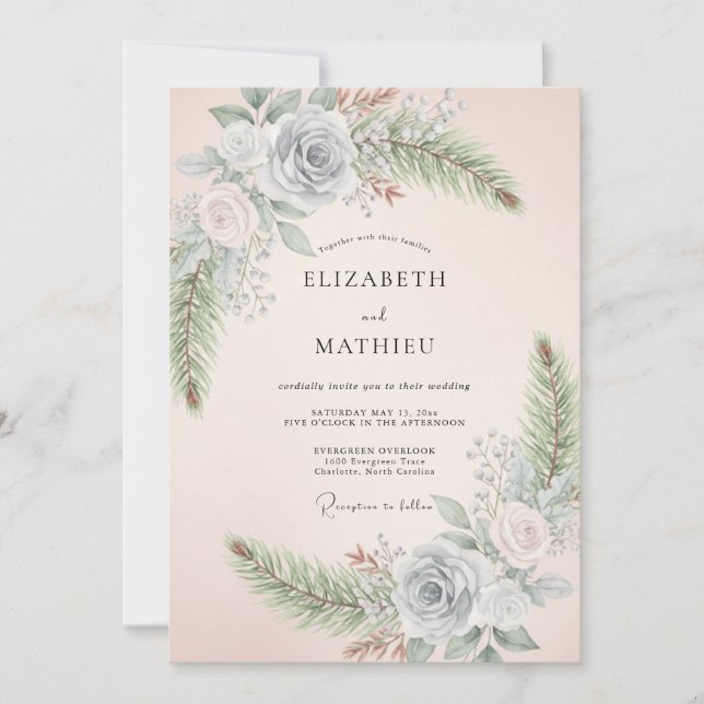Periwinkle Blush Floral Whimsy Wedding Invitation (Front)