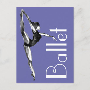 Periwinkle Bold Black, White Watercolor Ballerina Postcard