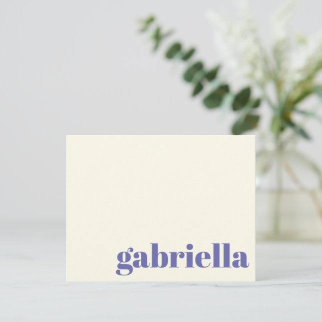 Periwinkle Bold Typography Personalised Name Card (Standing Front)