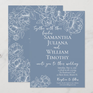 Periwinkle Botanical Floral Elegant Modern Wedding Invitation