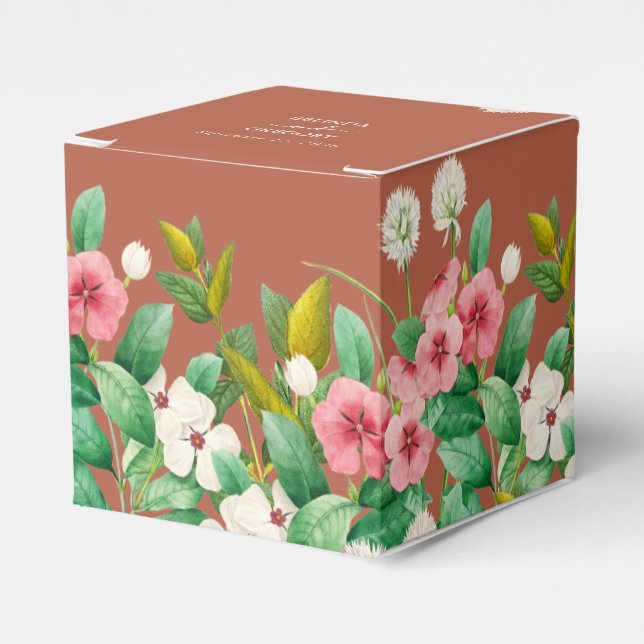 Periwinkle Burnt Orange Terracotta Wedding Favour Box (Front Side)