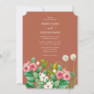Periwinkle Burnt Orange Terracotta Wedding Invitation
