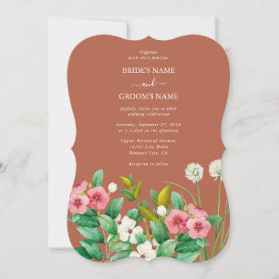 Periwinkle Burnt Orange Terracotta Wedding Invitation