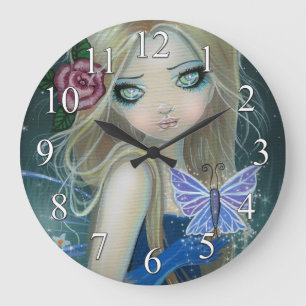 Periwinkle Butterfly Fairy Fantasy Art Wall Clock