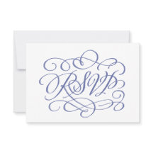 Periwinkle Calligraphy Wedding Meals RSVP Card