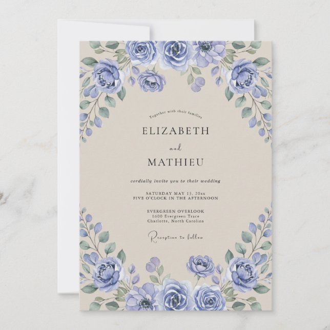 Periwinkle Champagne Painted Wedding Invitation (Front)
