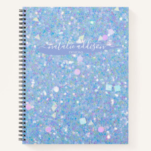 Periwinkle Chunky Glitter Personalised Notebook