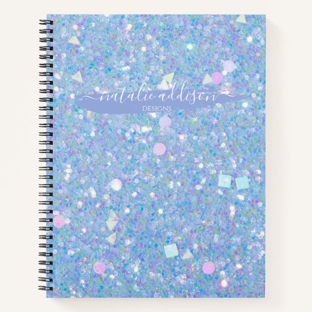 Periwinkle Chunky Glitter | Personalised Notebook (Front)