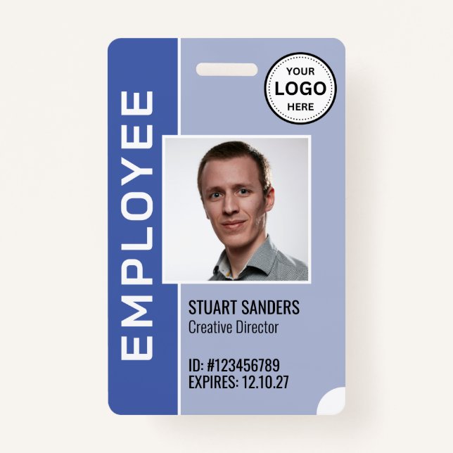 Periwinkle Corporate Logo Employee Photo Badge ID Badge (Front)