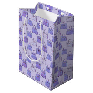 Periwinkle Croc Texture Handbag Fashion Repeat Pat Medium Gift Bag