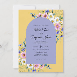 Periwinkle Daisy Summer Eucalyptus Wedding Invitation