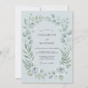 Periwinkle Delicate Floral Romance Wedding Invitation