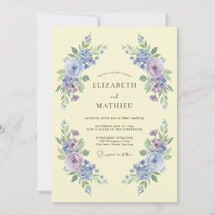 Periwinkle Delicate Floral Wedding Invitation