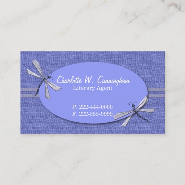 Periwinkle Dragonflies Custom Business Card (Front)