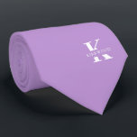 Periwinkle | Elegant Monogram Name | one-Sided Tie<br><div class="desc">An elegant two-sided necktie featuring a bold white monogram across a Periwinkle purple background. On top of this monogram sits your first or last name spelled out in all capitals. If you prefer a bolder look for the personal name inside of the large letter you can do the following: Use...</div>