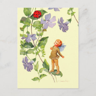 Periwinkle Elf and Ladybug Postcard