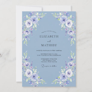 Periwinkle Ethereal Botanical Watercolor Wedding Invitation