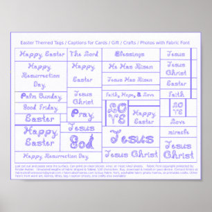 Periwinkle Fabric Font Easter tags captions crafts Poster