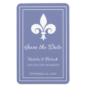 Periwinkle Fleur de Lis Save the Date Magnet