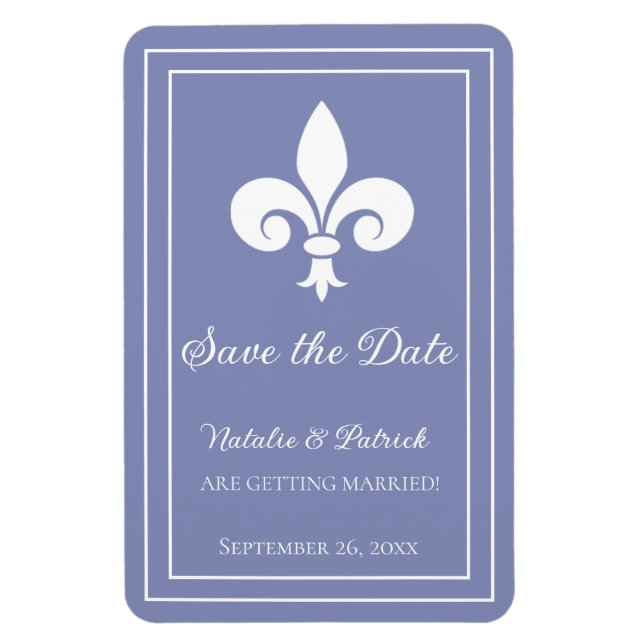 Periwinkle Fleur de Lis Save the Date Magnet (Vertical)