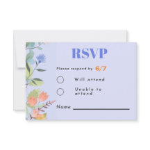 Periwinkle floral 3.5" x 5" Response Card